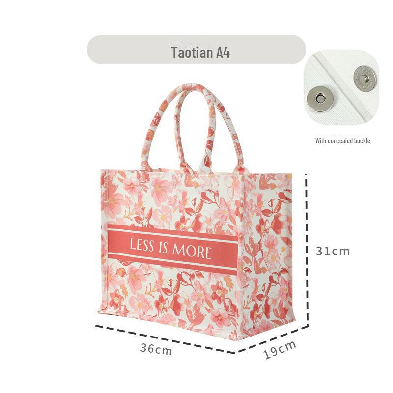 Large 3D Floral Canvas Tote with Custom Ribbon - Ideal for Corporate Promotions