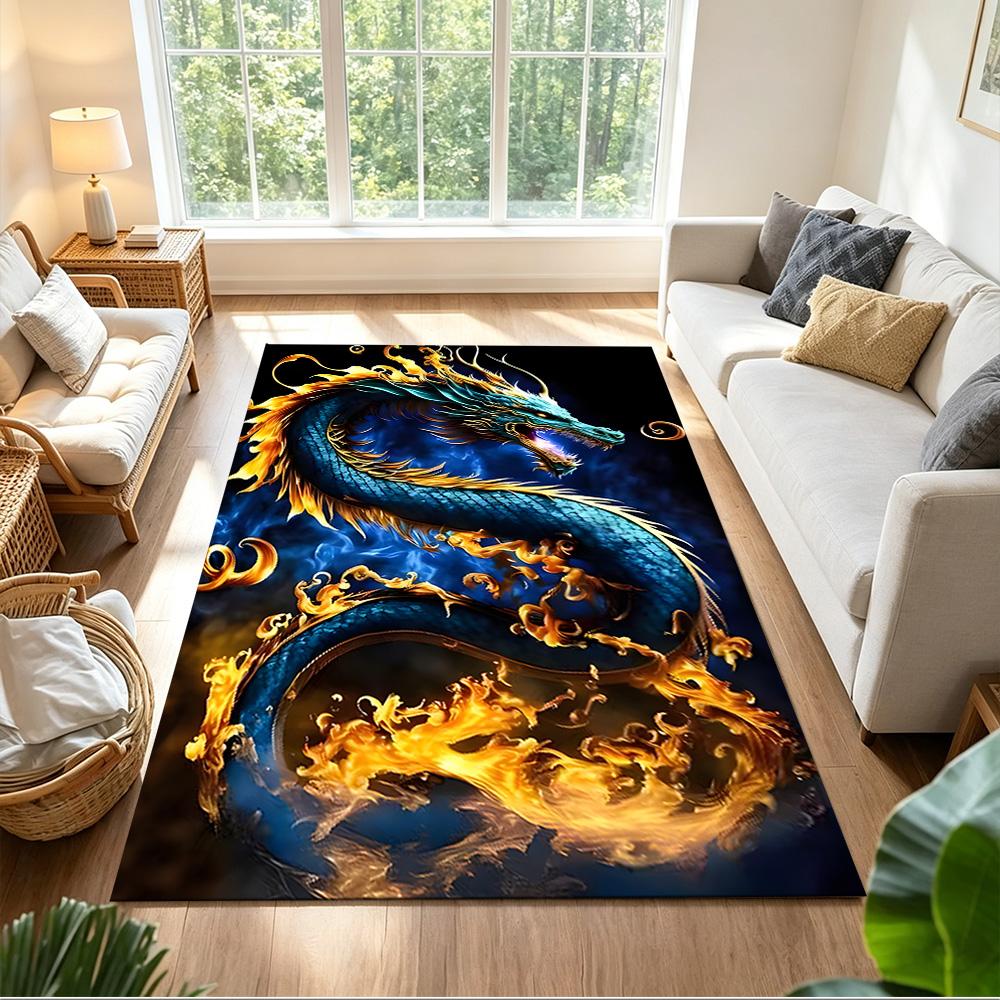 Mystic Dragon In Storm Non-Slip Home Carpet Design for Office Decor Living Room Bedroom Gift