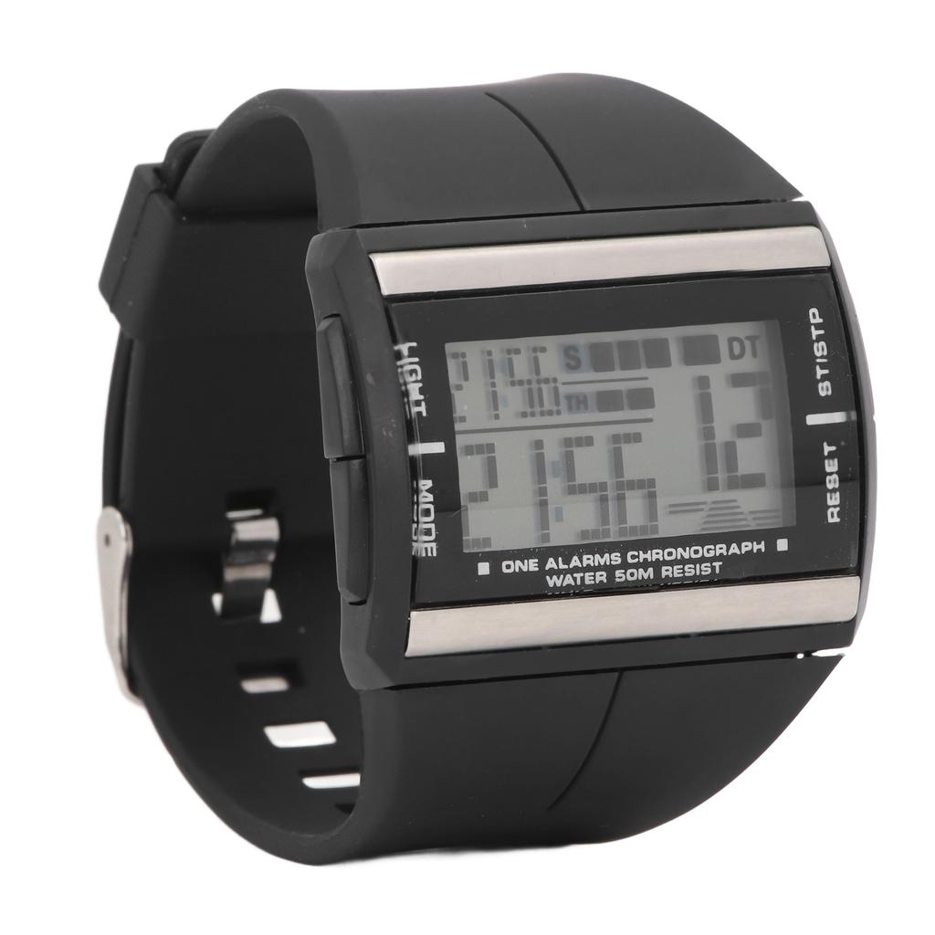 Спортивные часы с резиновым ремешком, 7 светодиодов, 50 м, водонепроницаемые, с дисплеем даты и недели, наручные часы для спорта на открытом воздухе для мальчика