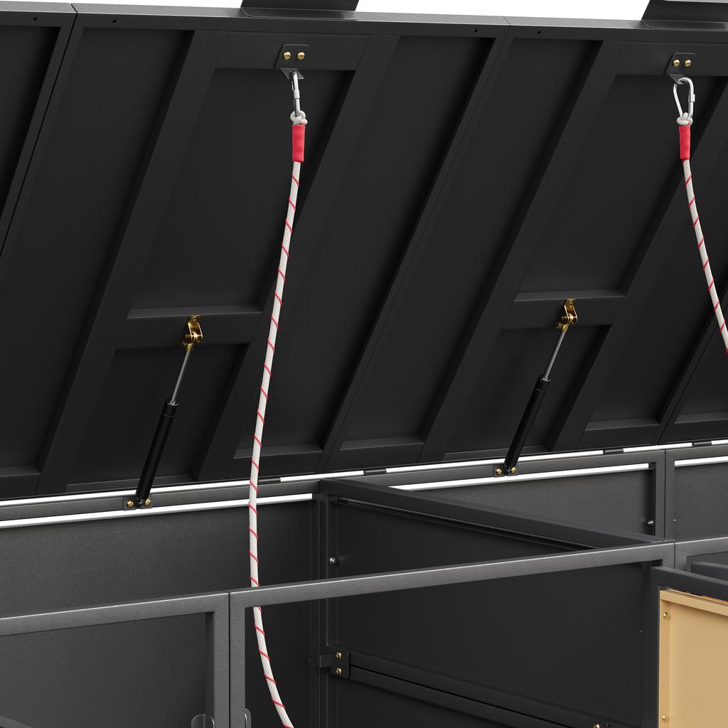 Trash Can Box, can hold four trash cans (120-240 liters), with ventilation holes, trash storage compartments, lockable, two doors