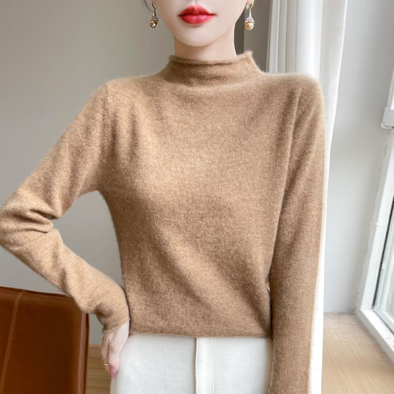 Женский кашемировый свитер Qinghe Cashmere 30% Кашемир 70% Шерсть Осенне-зимний кашемировый пуловер Мягкий и теплый