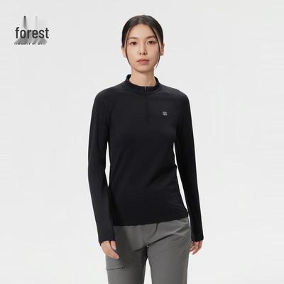 Женская бесшовная футболка KOLON SPORT с полумолнией и длинным рукавом