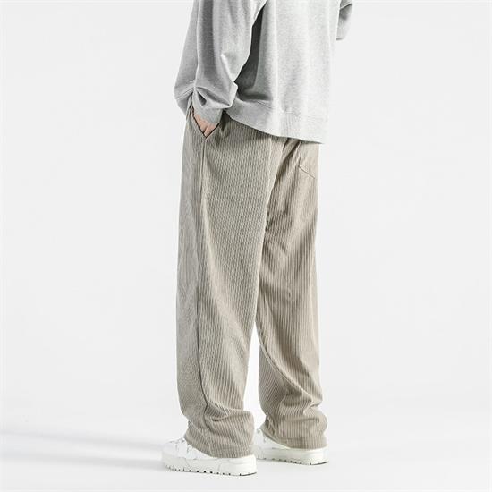 2024 Men Casual Pants Loose Corduroy Straight Pants Elastic Waist Sweatpants Fashion Streetwear Men Sports Jogger Trousers