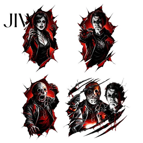 Decorative Stickers for Doors Horror Zombie Wall Decal, PVC Tearing Halloween Window Clings Creepy Party Atmosphere Supplies Glass,