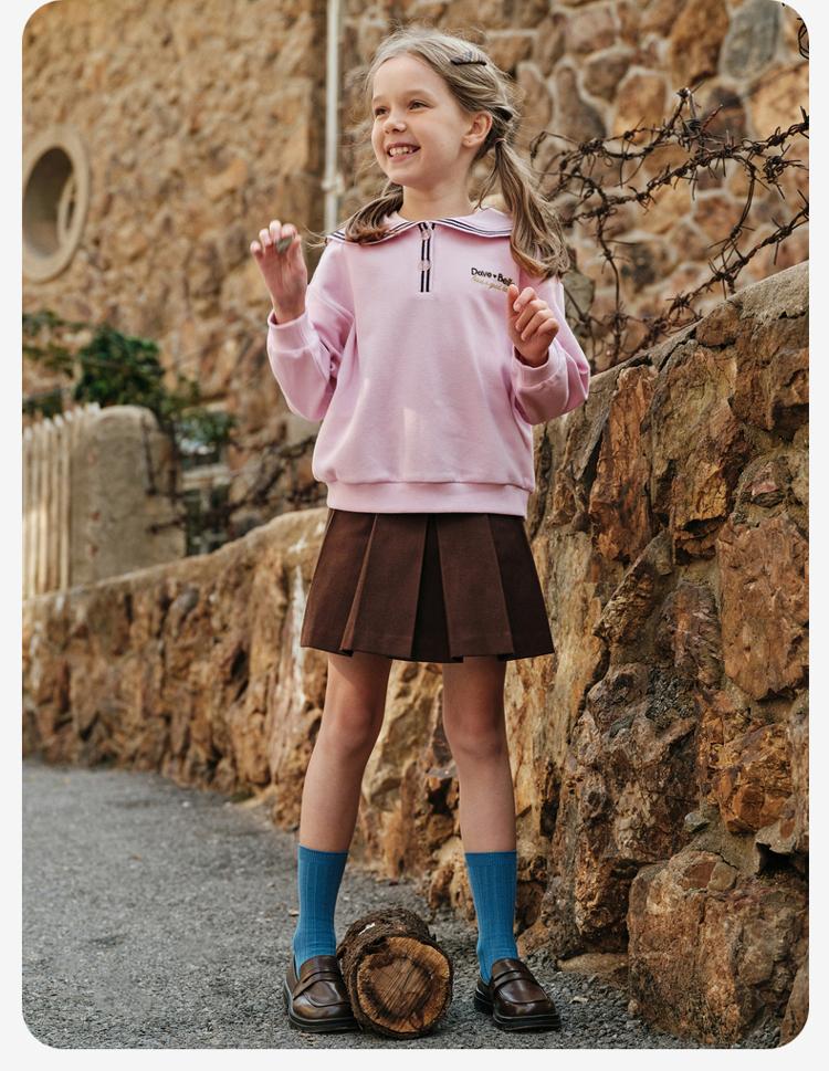 Davidella girls' hoodie spring outfit new children's pullover mid size children's base shirt top