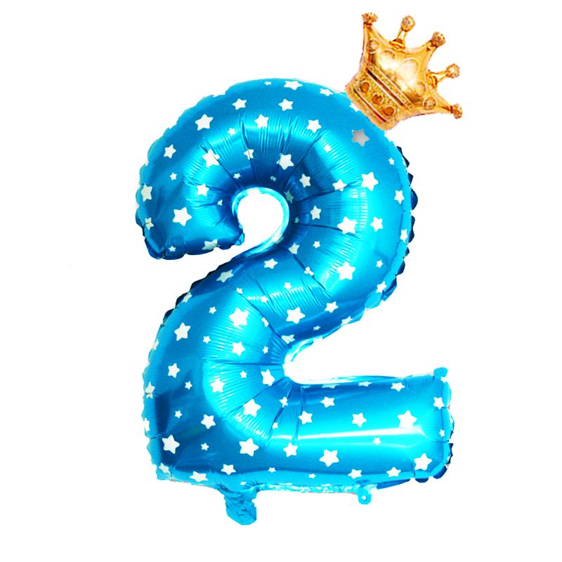 Корона 32-дюймовые воздушные шары из фольги с рисунком для детей 0-9 лет, синий шар для мальчика с днем ​​рождения, декор для детского душа