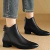 Elegant with Low Heels Fleece-Lined Ankle Boots for Women Autumn Winter Pointed Toe Leather Woman Short Shoes Trend 2025 Booties