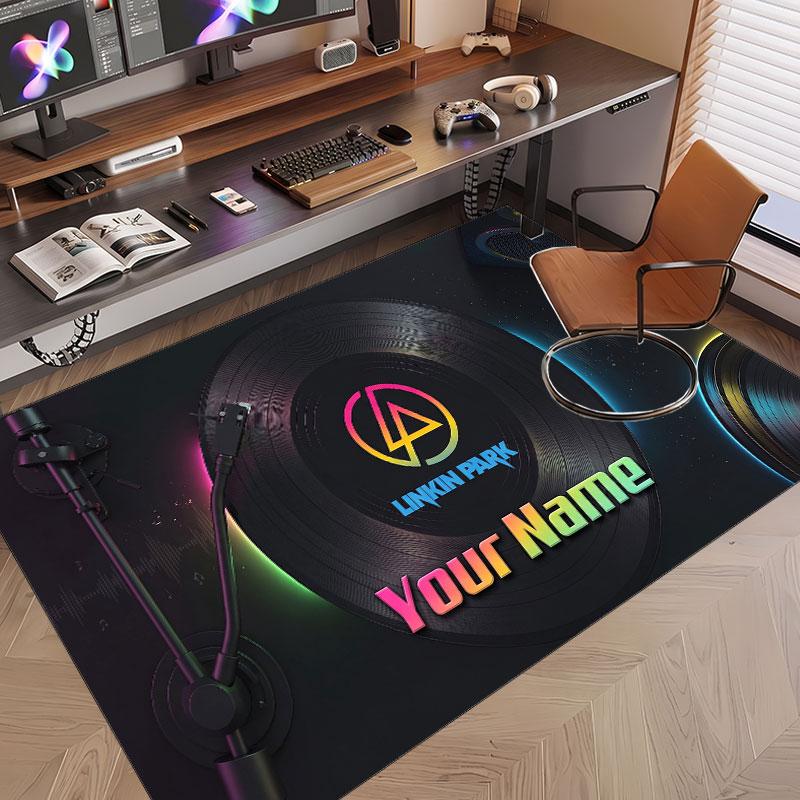 Custom Rug Linkin Park Pattern Print Name Text Soft Non‑Slip Floor Carpet for Home Indoor Decoration