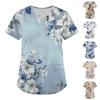 Women's Short Sleeve Fashion V Neck With Pockets Floral Print Tops Clothes
