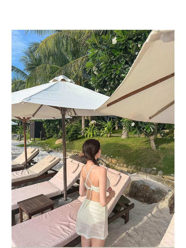 Женский сексуальный кружевной купальник бикини халтер с юбкой - Раздельный купальник в корейском стиле