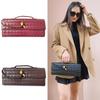 2024 Women's Retro Hand-Woven Baguette Crossbody Bag with Lock 