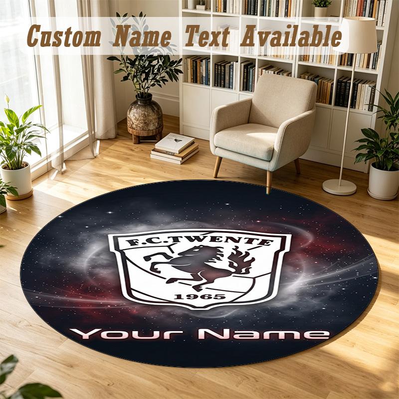 Round Rug Custom NameFC Twente Pattern Non Slip Carpet Home Floor Decor