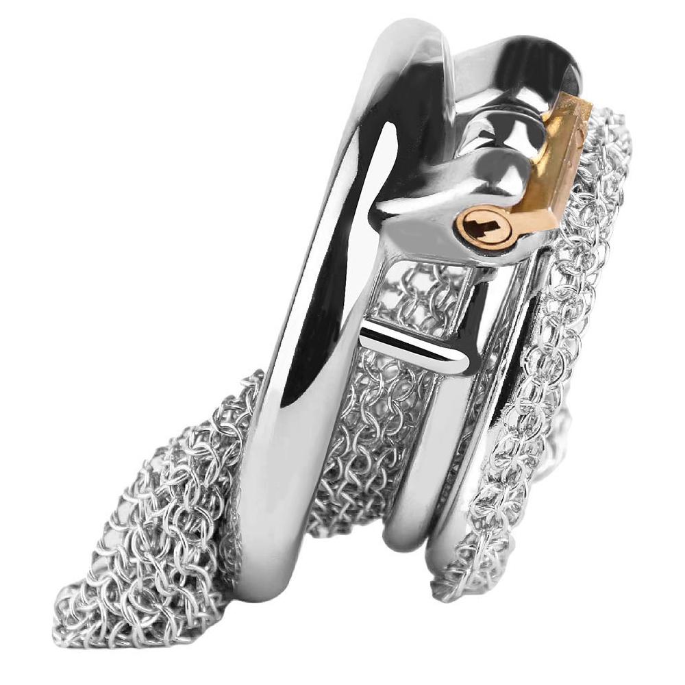 FRRK 68mm Hollow Ventilate Chastity Cage Stainless Steel Lockcock Metal Mesh Cage Abstinence Restraint Sex Toy For Men