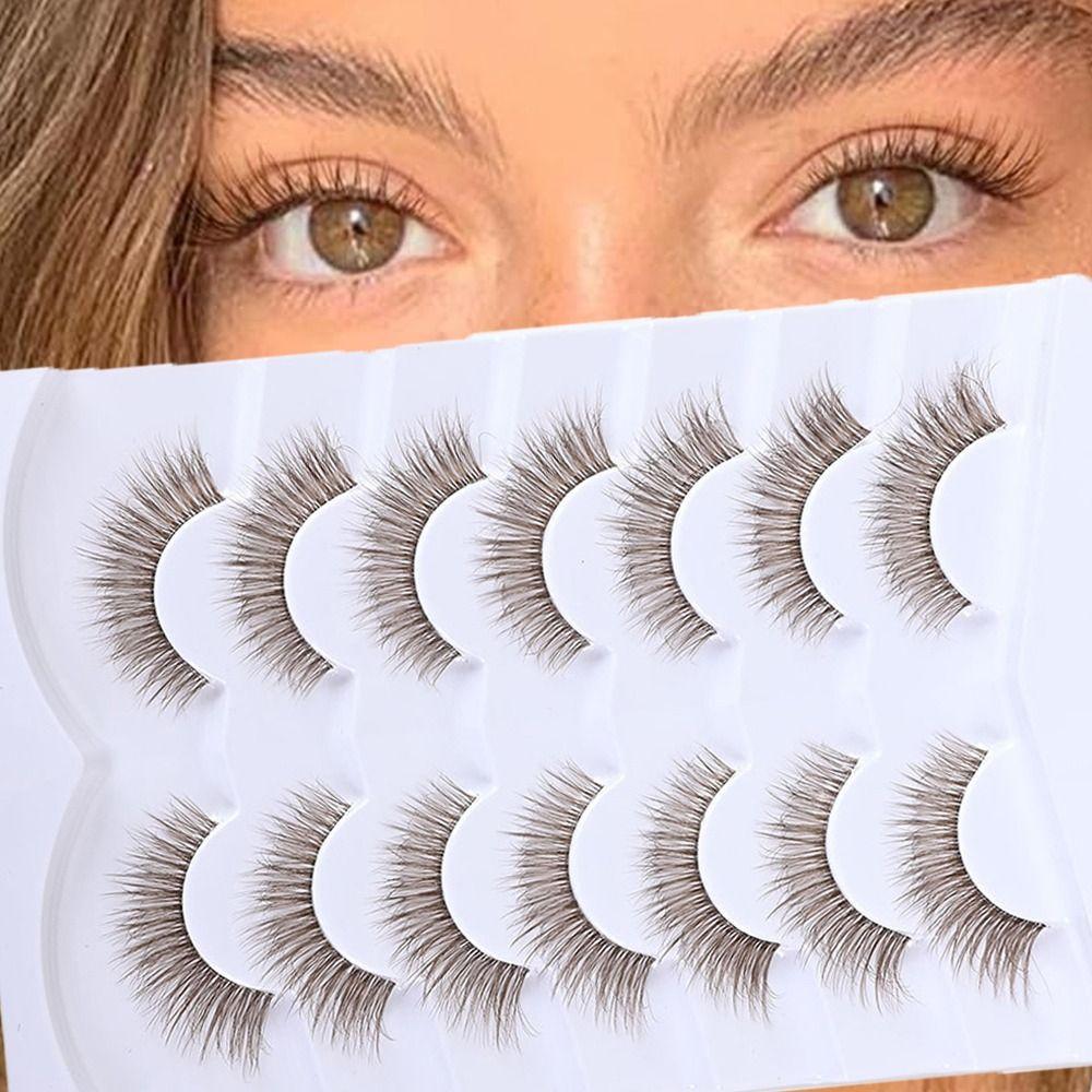 Wispy Volume Brown Lashes Faux Mink False Lashes with Clear Band Eye Lashes  Eyelash Extension