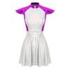 Womens Halloween Alien Cosplay Costume Outer Space Cutie Cap Sleeve A Line Dress Glittering Dress Up Party Costume