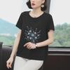 2023 Летняя женская футболка с круглым вырезом и коротким рукавом, тонкая - Универсальная блузка