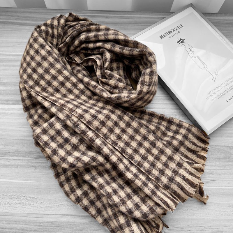 Winter Scarf 2025 New Plaid Scarf Women's Fringed Imitation Cashmere Plaid Scarf Warm Scarf Shawl