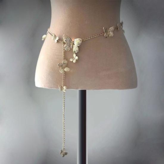 Женская цепочка на талию с кисточкой в виде бабочки и цветка, подвеска из искусственного жемчуга, поясная цепочка