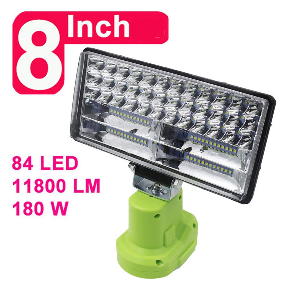 8" 84LED 180W Cordless LED Work Light For RYOBI 14.4V 18V Lithium Nickel One+ Battery P108