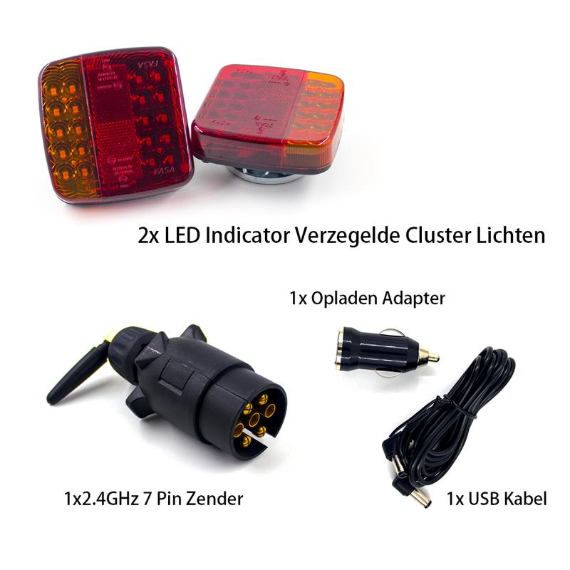 2PCS 12V 24V Wireless Magnetic LED Truck Tail Light Trailer Rear Signal Warning Brake Light Lamp Bus Caravans Campers Lorry