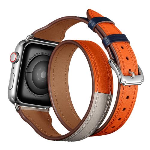 Двойной тур для Apple Watch, ремешок 40 мм, 44 мм, 38 мм, 42 мм, итальянский ремешок для часов из натуральной кожи, ремень-браслет iWatch serie 3, 4, 5, se 6, ремешок