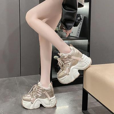 2025 Обувь для женщин Шнуровка Женские вулканизированные туфли Весна Круглый носок Однотонная Сетчатая ткань Дышащие Удобные Повседневные туфли