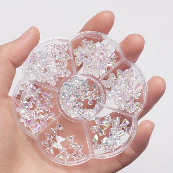 1 коробка Стразы Искусство Не Декор Трехмерный Ногтей Падающий DIY Лук Медведь Смешанное Сердце Слива