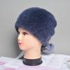 Natural Mink Fur Hat for Women New Winter Warm Hats with Balls Luxury Lady Knitted Stretch Real Mink Fur Christmas Hat