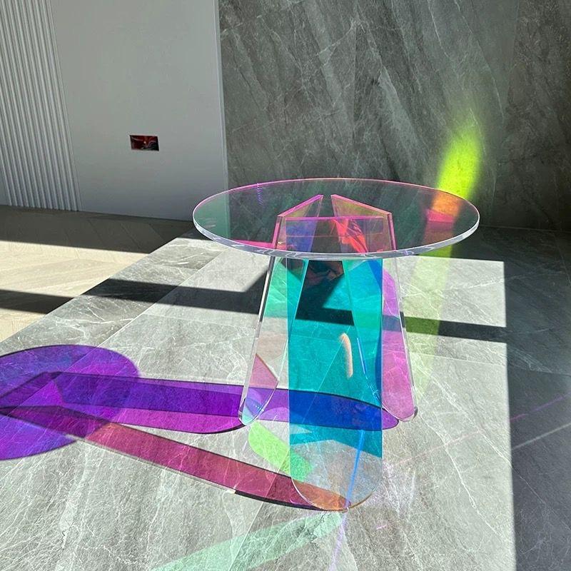 Colorful Acrylic Sofa Side Table Living Room Round Coffee Tea End Tables Bedroom Corner Tables Balcony Leisure Desk Home Decor