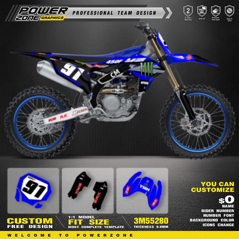 PowerZone Custom Team Graphics Backgrounds Decals Stickers Kit For YAMAHA YZF250 2024-2026 YZF450 2023-2025 Motorcycle Decals 02