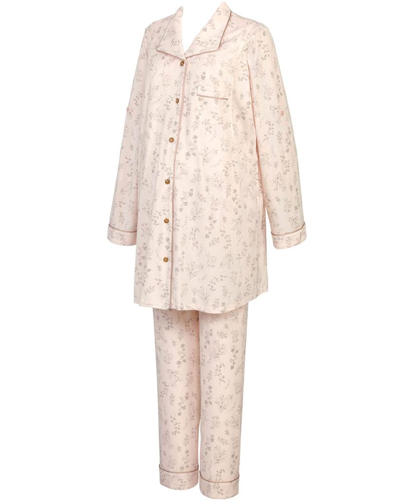 Пижама для беременных и хлопок Учитывает изменения формы тела во время беременности Открытия для кормления Длинные рукава Длинные брюки MFY245 PI [Wacoal]