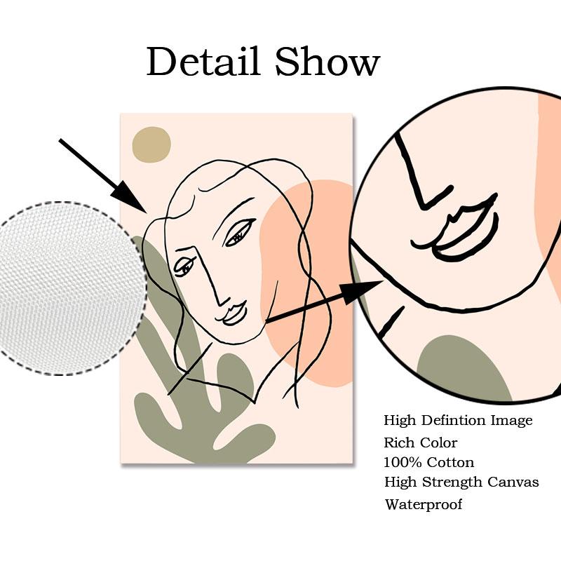 Модные абстрактные женские лица Холст Картина Матисс Плакаты Линия Рисунок Плакат и принты Красочные девушки Настенные художественные фотографии Декор