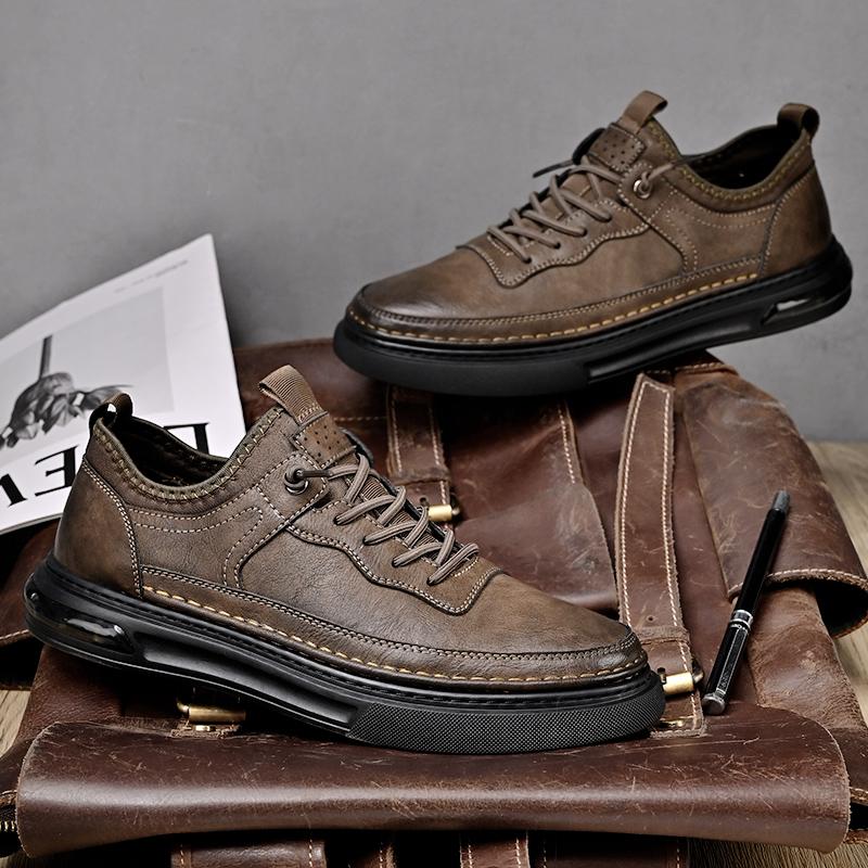 Кроссовки, мужская рабочая обувь, осень 2024, новая роскошная кожаная обувь высокого качества, классическая спортивная мужская обувь на шнуровке на открытом воздухе