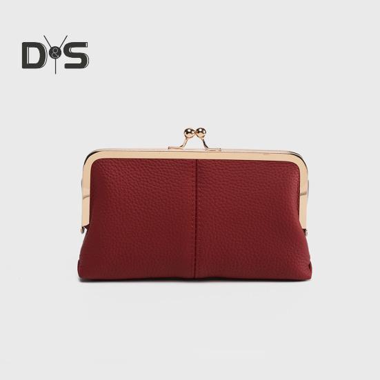 Женский клатч-кошелек, винтажный клатч с замком-поцелуем, дорожный кошелек из натуральной кожи с отделениями для нескольких карт, держатель для карт для свиданий, вечеринок, шопинга