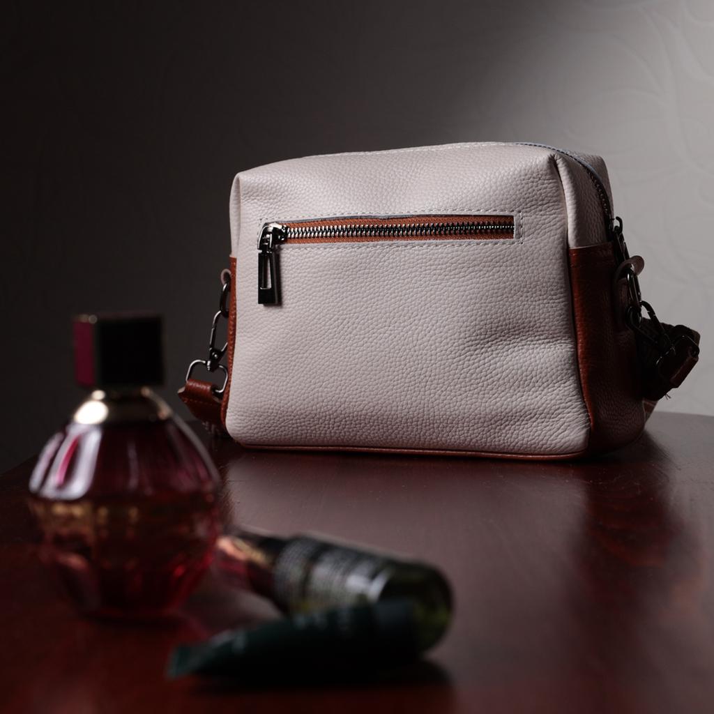 Comfortable Bag for Women for Every Day Made of Genuine Leather Vintage 22589 White