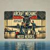 Vintage Metal Sign Mandala Airplane Mechanic Wall Decor Garage Poster