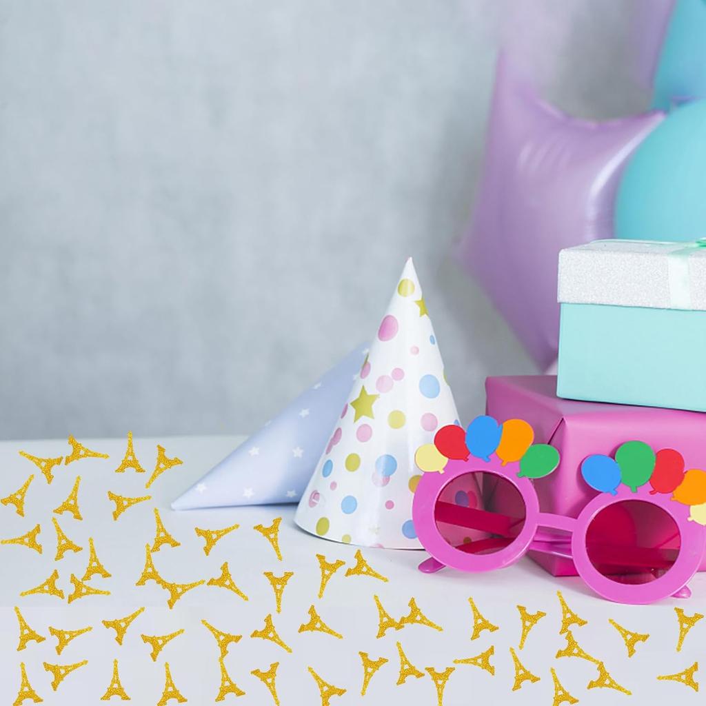 100pcs Eiffel Tower Confetti, Gold Glitter Paris Party Table Confetti, Paris French Theme Party Paper Scatters, Baby Shower/Bridal Shower Party Table