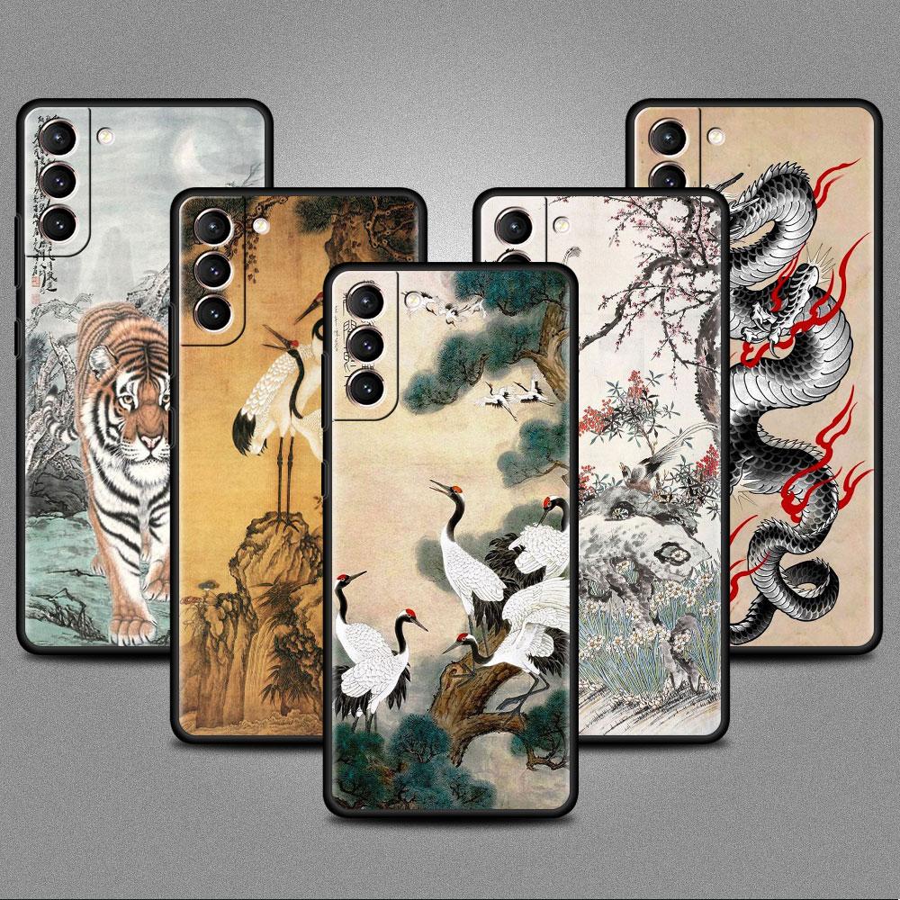 Чехол для Samsung Galaxy S20 S22 Ultra S21 FE S10 S9 Plus Note 20 10 Lite 9 мягкий чехол для телефона Tiger Crane ART