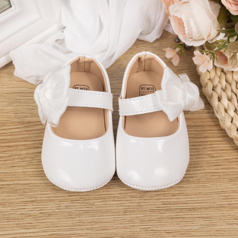 Spring & Autumn PU Soft Sole Bowknot Toddler Shoes - Breathable, Non-slip Magic Tape Princess Baby Shoes