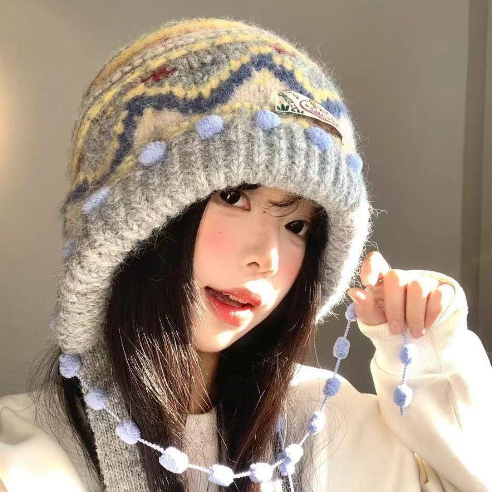 Ear Protection Knitted Cap Thickened Beanie Hats Cute Winter Hat Winter