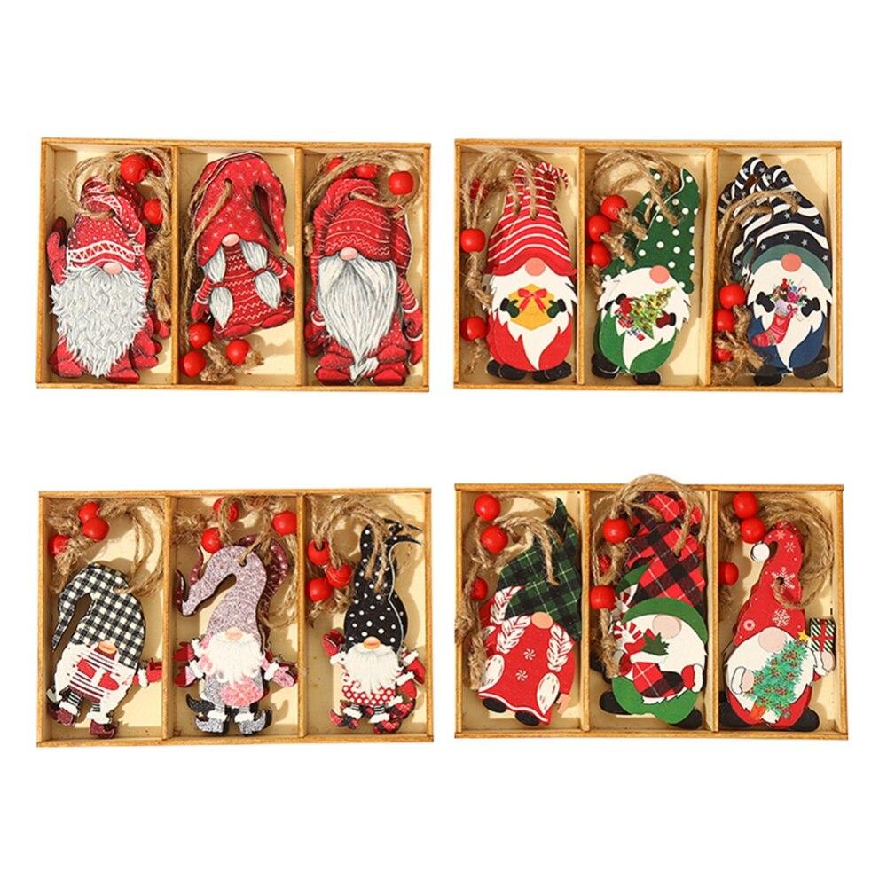 Christmas Ornaments Colorful Wooden Crafts Xmas Decor Hanging Crafts