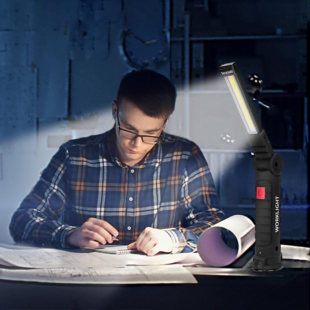 COB LED Рабочий свет Диммируемый USB Перезаряжаемый Светодиодный фонарик Инспекционная лампа с магнитным крючком Power Bank Батарея 18650 Фонарь