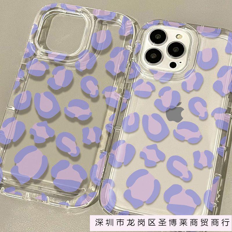 Фиолетовый леопардовый принт яблоко 15 чехол для мобильного телефона iphone14promax прозрачный мягкая резина 13/12/11 всесторонний противоударный xr