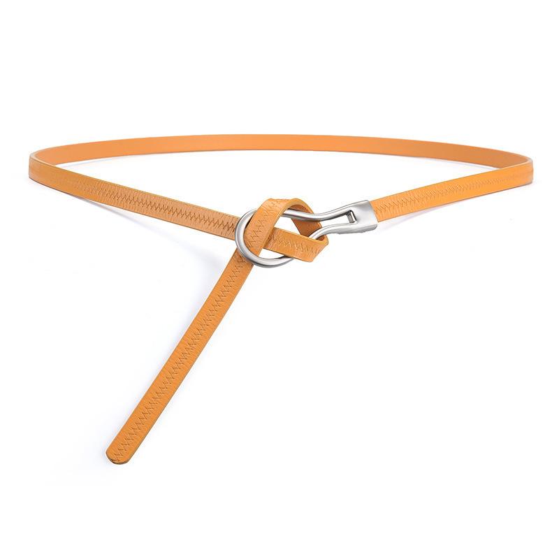 Mei Mary European and american fashion belt, women's korean style genuine leather knotted belt, cowhide leather belt, holeless belt