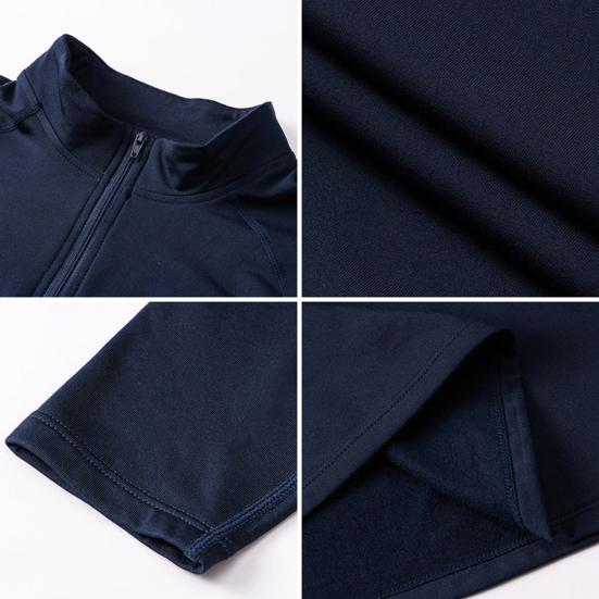 Осень Зима Мужской Термотоп Плюшевая Подкладка Застежка-молния Воротник-стойка Рубашка с Длинным Рукавом Приталенный Эластичный Повседневный Однотонный Теплый Базовый Слой для Холодной Погоды