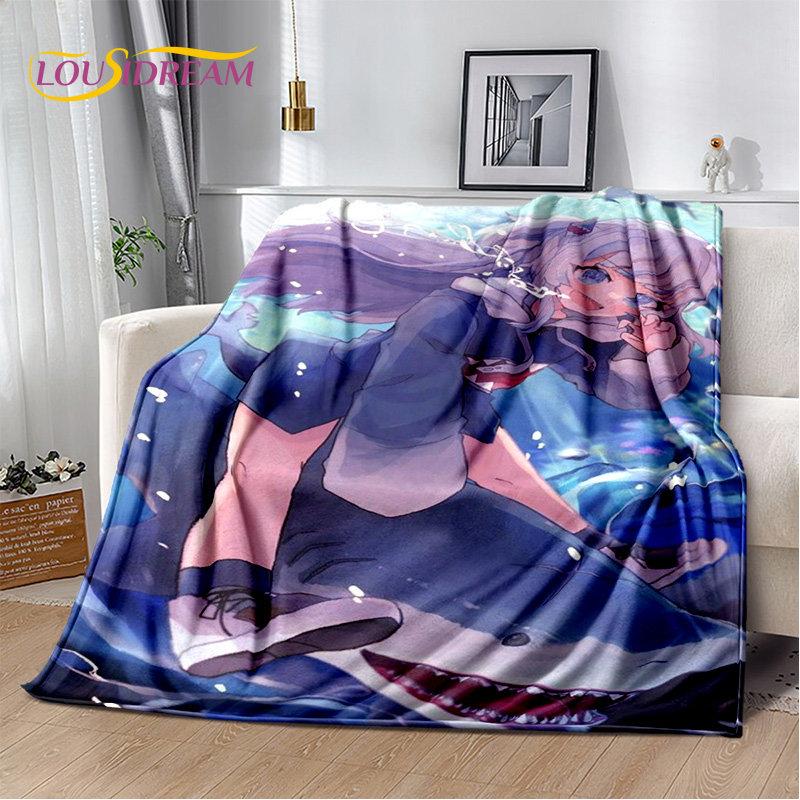 Gawr Gura Hololive милое аниме мягкое плюшевое одеяло, фланелевое одеяло для гостиной, спальни, кровати, дивана, чехол для пикника, детский чехол