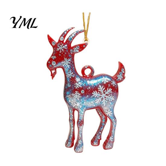 Christmas Tree Hanging Ornaments 2D Acrylic Goat Ornament, Zodiac Pendant with Gold String, Year Festive Party Supplies of The Ornament 2027, Chinese