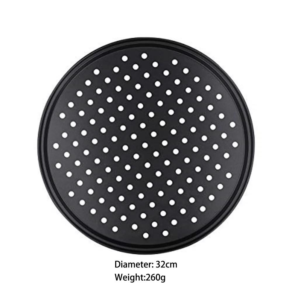 Перфорированная форма для пиццы из углеродистой стали с антипригарным покрытием, круглый противень для духовки с отверстиями, держатель для посуды, инструмент для выпечки