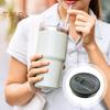 40oz Tumbler Flip Straw Lid Replacement Leak-Proof Splash Resistant Cover for Cup BPA-Free Reusable Glass Lid with Folding Straw