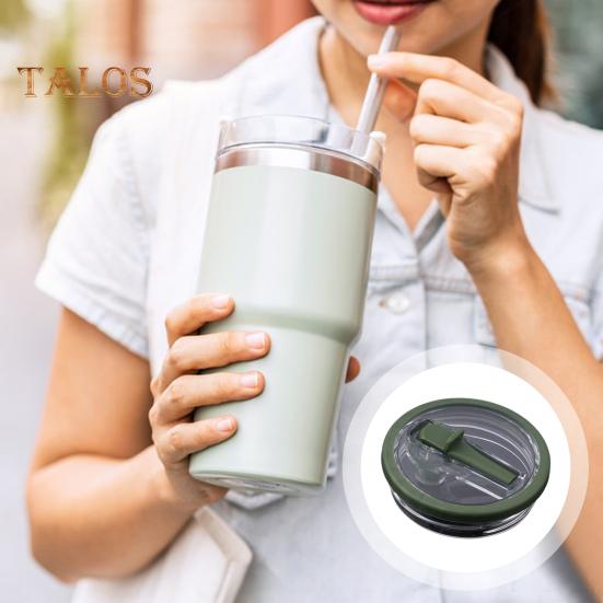 40oz Tumbler Flip Straw Lid Replacement Leak-Proof Splash Resistant Cover for Cup BPA-Free Reusable Glass Lid with Folding Straw
